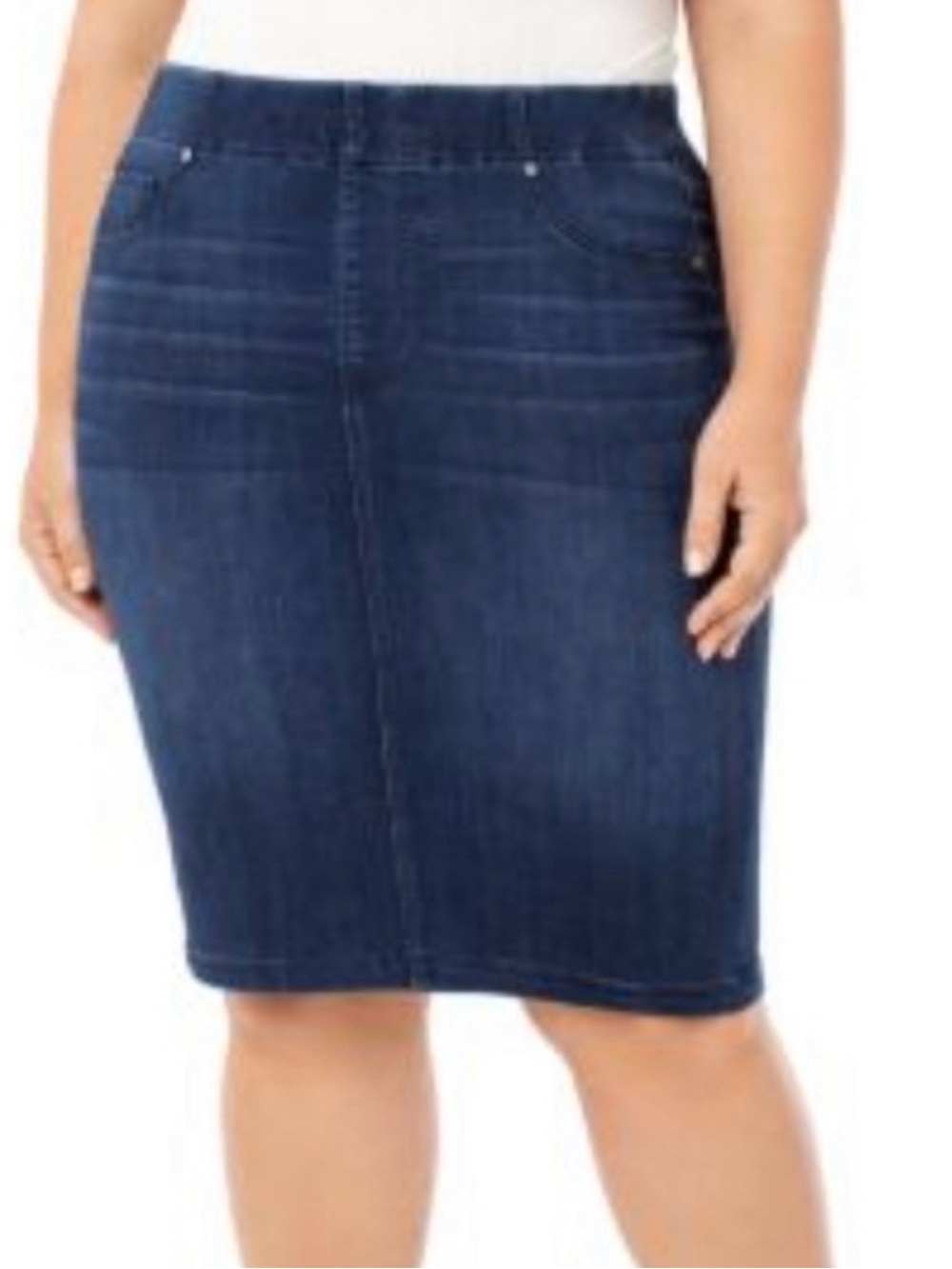 Liverpool Los Angeles: Indigo Denim Stretch Pencil Skirt - Zora Stretch Denim